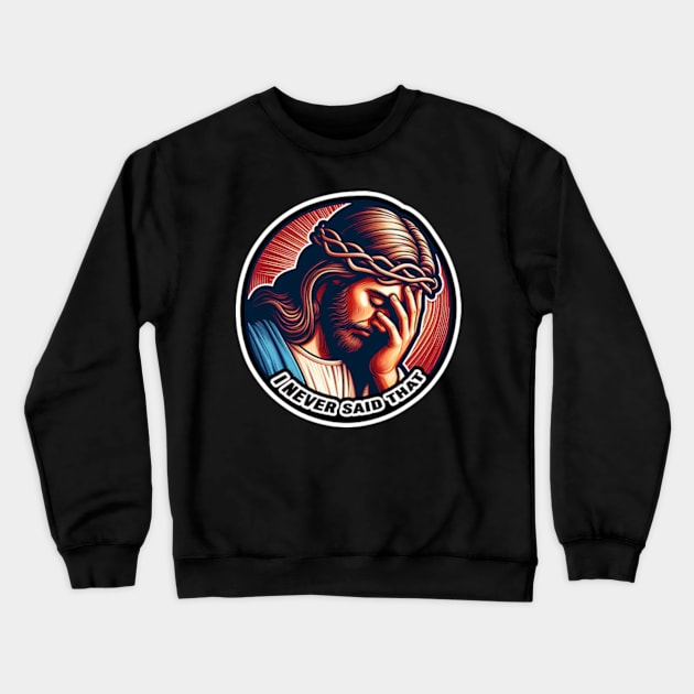 Jesus Never Said That meme Crewneck Sweatshirt by Plushism